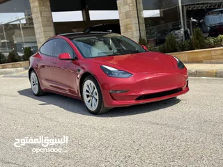  1 تسلا MODEl مج 3 موديل 2021 ستاندر بلس خمري داخل ابيض بحالة الوكاله فحص كامل حرره