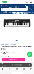  6 Casio Portable Keyboard, Black Color, 61     Keys CT-S200 اورج كاسيو تون 200 مستعمل بحالة الجديد