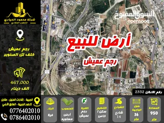  1 رقم الاعلان (2352) أرض مميزة للبيع في منطقة رجم عميش خلف تل الصنوبر
