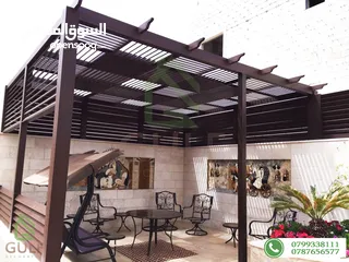  1 مظلات ابواب درابزين سيكوريت ماتورات حدائق تصميم بيرجولا غرف مغلقة المنيوم خشابي pergola خشب حديد