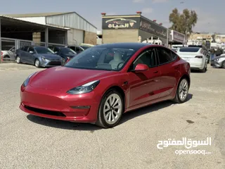  11 تسلا MODEl مج 3 موديل 2021 ستاندر بلس خمري داخل ابيض بحالة الوكاله فحص كامل حرره