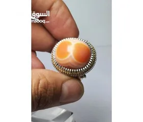  9 خاتم فاخرمصنوع يدويامن الفضة الخالصة(925) مزود بحجرالعقيق شجري طبيعي يتميز بنقوش فريدةعلي شكل شجرة ا