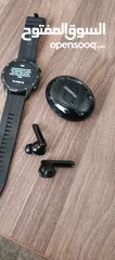  1 سماعة وساعة هواوي الاصليه لون اسود huawei freebids 4i huawei smart watch gt 2