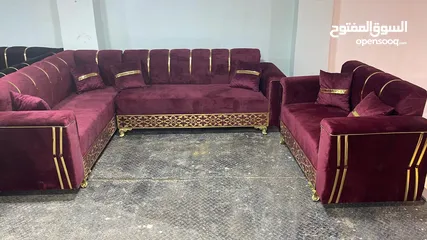  19 كورنرات 9مقاعد حرف L معاه كمان مجوزه بسعر الجملة من مفروشات ماسة لاتردد بل اتصال والحجز