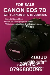  1 للبيع: كاميرا احترافية  Canon EOS 7D  مع عدسة  Canon EF-S 18-200mm IS