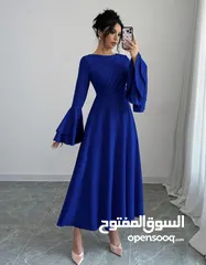  1 فستان ناعم باللون النيلي قصة ناعمة ومميزة وبسعر جداً مناسب