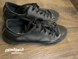  2 Black Leather Converse Shoes