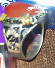  2 خات فضه عيار 925 حجر كريم عقيق اليماني الطبيعي