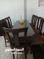 6 طاوله سفره خشب صلد وزان بحاله الوكاله