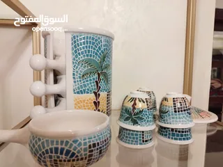  3 خزف يدوي للبيع ب سعر حرق  و شغل يدوي  باللون الخمري ب 6 دنانير