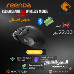  2 ماوس Seenda Rechargeable LED CP006310 Ergonomic-2.4GHz Wireless Mouse-