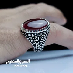  9 خواتم فضه صياغه يمنيه شبابيه مرصعه بالعقيق اليمني الأصيل