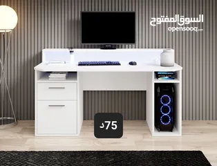  25 مكتب طاولة جيمنج زاويه متوفر بعدة موديلات والوان مناسبه للدراسة والالعاب
