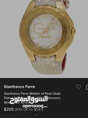  12 ساعة يد نسائية من جيانفرانكو فيري مطلية بالذهب ستانلس ستيل/ Gianfranco Ferre Mother of Pearl Gold-Pl
