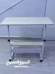  8 طاولة لابتوب طاولة متحركة مع رفوف قابلة لتعديل للارتفاع قياس 80*40 Laptop Tray Table Desk