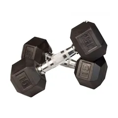  3 Rubber Hex Dumbells 15 Lb x2