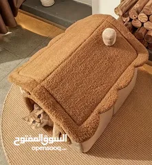  2 بيت قطط جميل وجديد وسرير للقطط والكلاب مريح ودافئ مناسب لجميع الفصول وممتاز لفصل الشتاء