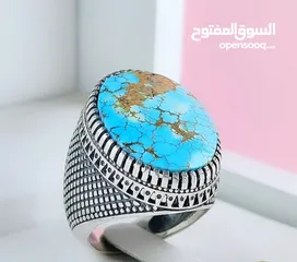  8 خاتم مجوهرات رجالي ونسائي من الفيروز والياقوت والعقيق