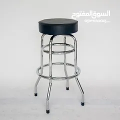  1 ترينيتي كرسي بار دوار من الكروم، لمسة نهائية من الكروم شديد اللمعان مع هيكل حلقة مزدوجة للقوة والثب