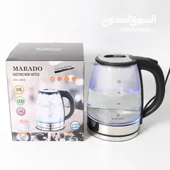  1 ابريق تسخين ماء غلاية ماء زجاج بايركس 2 لتر مع قاعده غلايه لتسخين و غلي الماء