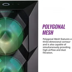  5 كيس جيمنج كولر ماستر 3 مراوح ار جي بي ملون - COOLER MASTER TD500 MESH V2 - 3X ARGB FANS GAMING CASE