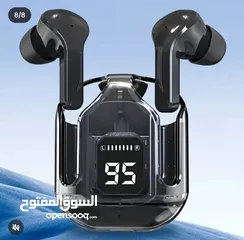  8 سماعات بلوتوث لاسلكية بشاشة عرض – تصميم أنيق وشحن ذكي