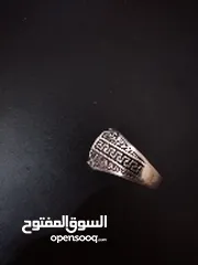  5 خاتم حجر يماني اسود فضة 925