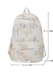  8 حقيبة مدرسية غير مستخدمة ذات الوان متعددة و زاهية ، تحتوي على نقوش جميلة