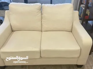  2 Beige Fabric 2 Seater Sofa For Sale