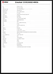  5 MSI Crosshair 15 B12UGSZ-480CA