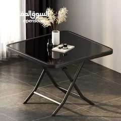  7 طاولة و 4 كراسي هيكل ستيل قوي ومتين مع سطح زجاجي ، قابل للطي لتوفير المساحه