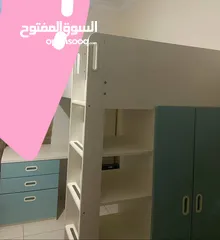  5 تخت طابقي ايكيا  ikea bunk bed مع فرشه مكتب ووحده ادراج  يونيت وحده