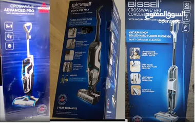  1 مكنسة بيسيل كروس ويف متعددة الأسطح Bissell Crosswave  HF3 3598E, Advanced Pro 2223E, Cordless max