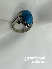  13 *خاتم فضة بحجر فيروز طبيعي نيشابوري – عيار 925، وزن 16.5 جرام*