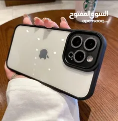  4 كفر فاخر شفاف ملون حواف مع بريق كميرا