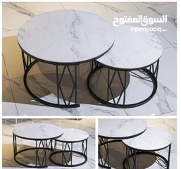  1 طقم طاولات قطعتين وسط شايش جرانيت قواعد حديد مغلفن مقاوم للصدأ عرض حصري لطاولات الترند