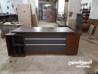  15 مكتب مدير إدارة مع خزانه خلفيه وطاوله امام المكتب تفصيل حسب اللون والقياس والتسليم مجاني داخل عمان