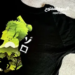  4 بلوزة أنمي one piece شخصية زورو. حجم لارج. مناسبة للجنسين. بلوزة صيفية
