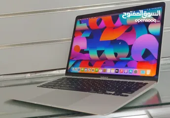  8 MacBook Air 2020 M1 Silver 8GB Ram 256GB SSD لابتوب ابل لون فضي