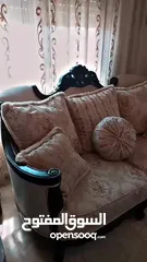  5 طقم كنبايات خشب زان حفر، وقماش تركي مطرز