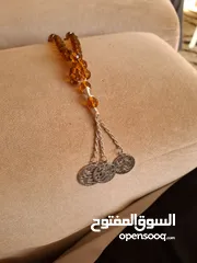  3 مسبحه كهرمان قديم  33 حبه