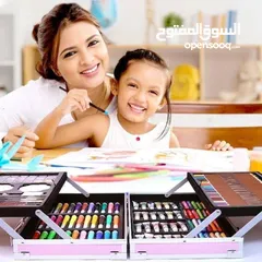  8 طقم الوان رسم للاطفال كافه انواع الالوان المائيه والشمعيه والخشبيه  والماجيك وادوات الرسم 145 قطعه