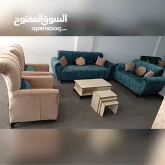  15 طقم كنب modern ، قماش شاموا مخمل فاخر   اسفنج ضغط عالي ، استخدام 3 أشهر فقط بحال الوكاله .