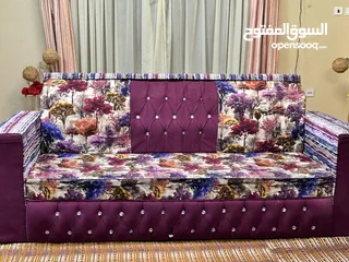  1 “Vibrant Purple Sofa with Royal Tree Design – Luxurious and Bold Statement Piece”