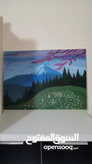  8 لوحة جبلية فنية بألوان هادئة – رسم يدوي مميز - رسم لوحات