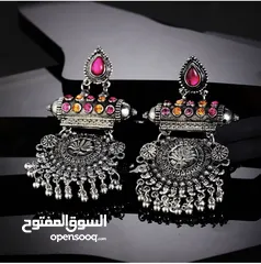  4 Ethnic German silver Oxidised Women earrings and earcuffs