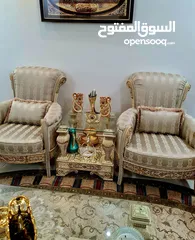  21 Sofa set ITALYطقم كنب ايطالي فاخر  نخب4 قطع 7   مقاعد و 4 قطع.  1 كبير + 3 طاولات ممتازة من الكويت