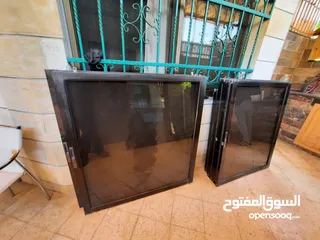  6 شبابيك المنيوم لون برونز زجاج برونز متوفر عدة مقاسات  بحال الوكاله