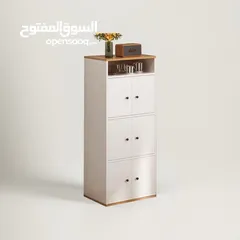  3 خزانة منزلية ب6 دفات باللون الأبيض مصنوعة من الخشب تحتوي على 6 دفات متعددة الاستخدام