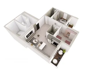  5 شقة 124مترفي عين مصباح مقابل جامعة القدس المفتوحة مكونة من غرفتين نوم وحمامين وصالون ومطبخ وبلكونتين